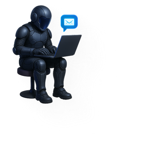 AI agent typing on laptop