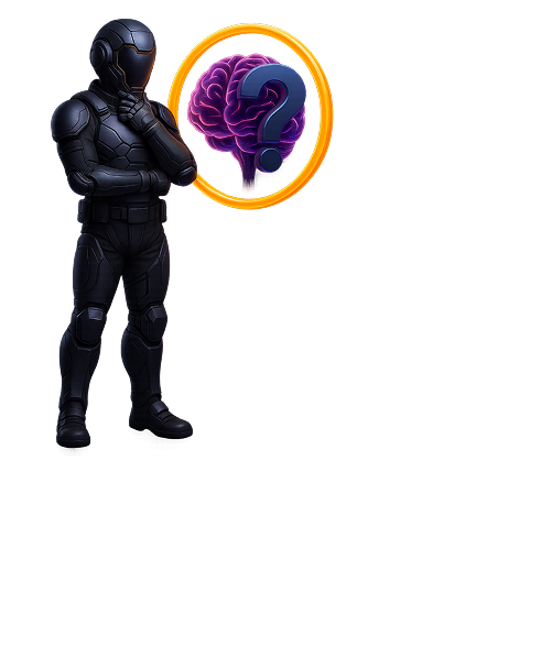 Question mark with AI brain